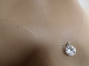 Kette Schwebender Stein Zirkonia Klar Brillant Form Unsichtbar Edelstahl Ebay