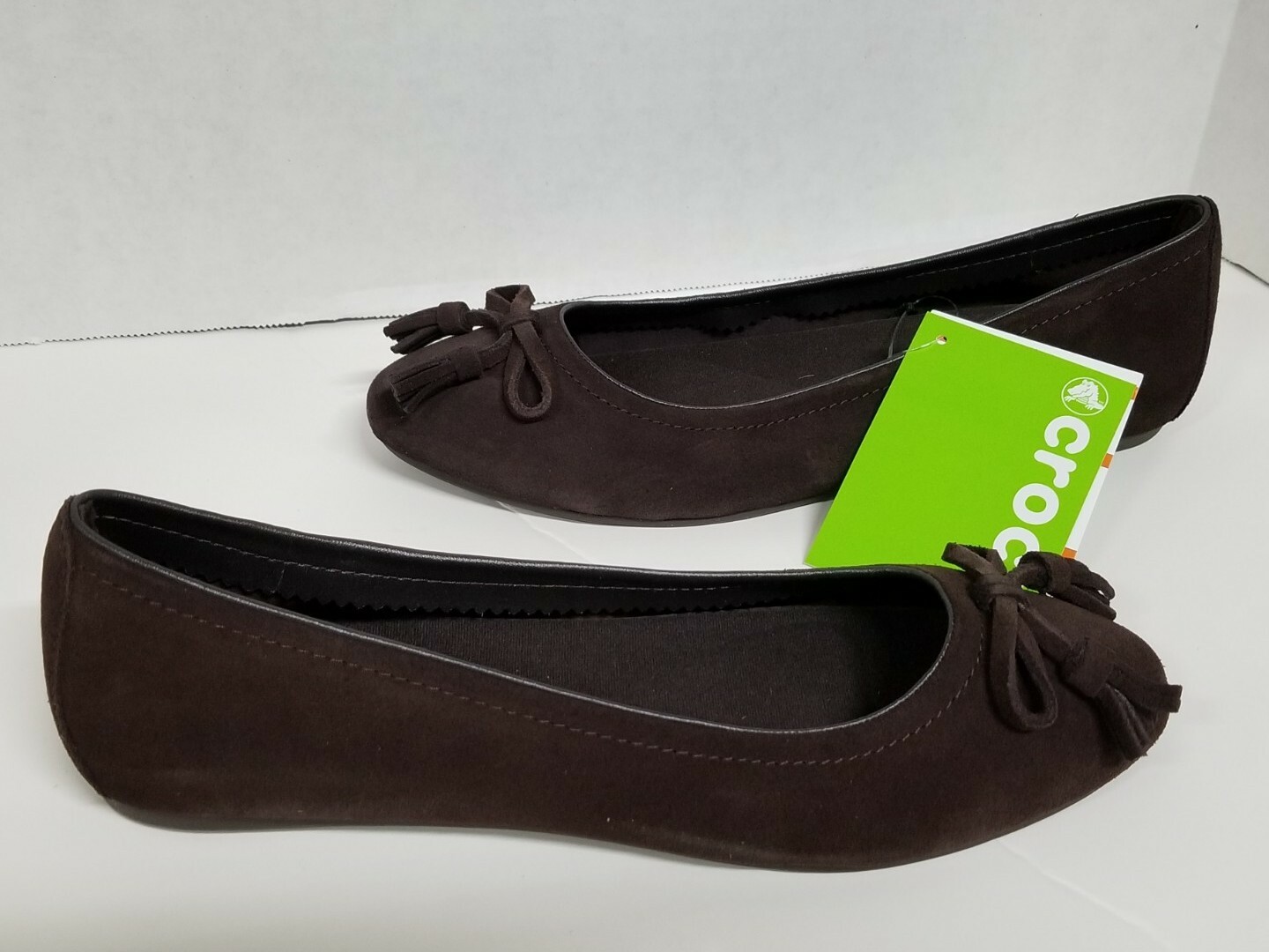 NEW Women's CROCS Embellished Lina Suede Flat Shoes SZ