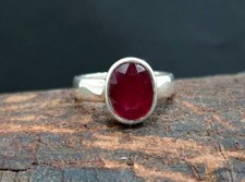 silver ring Ruby Ring Silver, Natural Top Quality Oval Red Ruby Gemstone Ring,