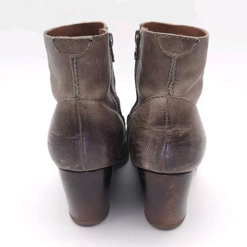 Kork Ease (Womens 10M) Michelle Leather Bootie Wedge Zip Ankle Boots Tan Gray - Picture 5 of 8