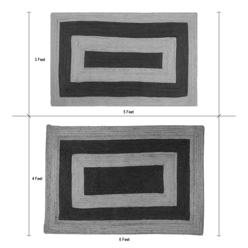 Oussum Solid Braided Natural Jute  Area Rug Bohemian Rectangle Hallway Carpet - Image 2 of 4