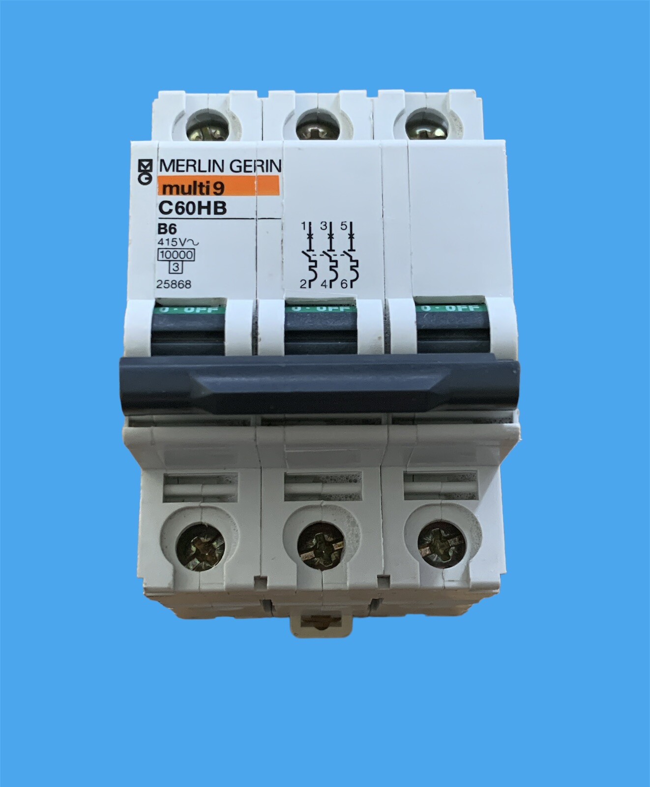 MERLIN GERIN C60HB306 B6 MCB Type B 6A  Breaker 3 Three Phase Pole 25868