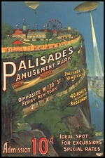 Palisades Amusement Park New Jersey Cliff Airship Vintage Poster Repro FREE S/H