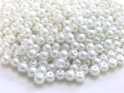 Glasperlen rund weiß 4mm zum auffädeln Glaswachsperlen 1000 pcs DIY basteln