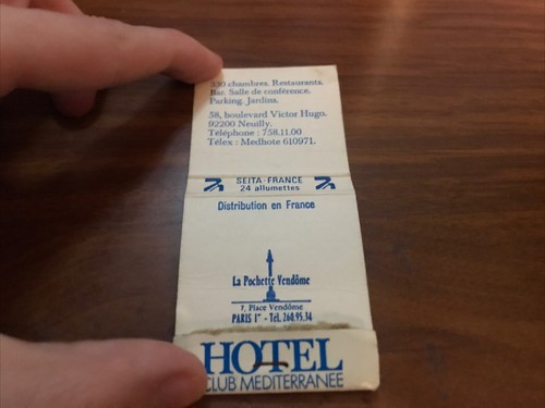 Vintage Empty Matchbook From The H.C.M Hotel Paris π«π· - Picture 3 of 3