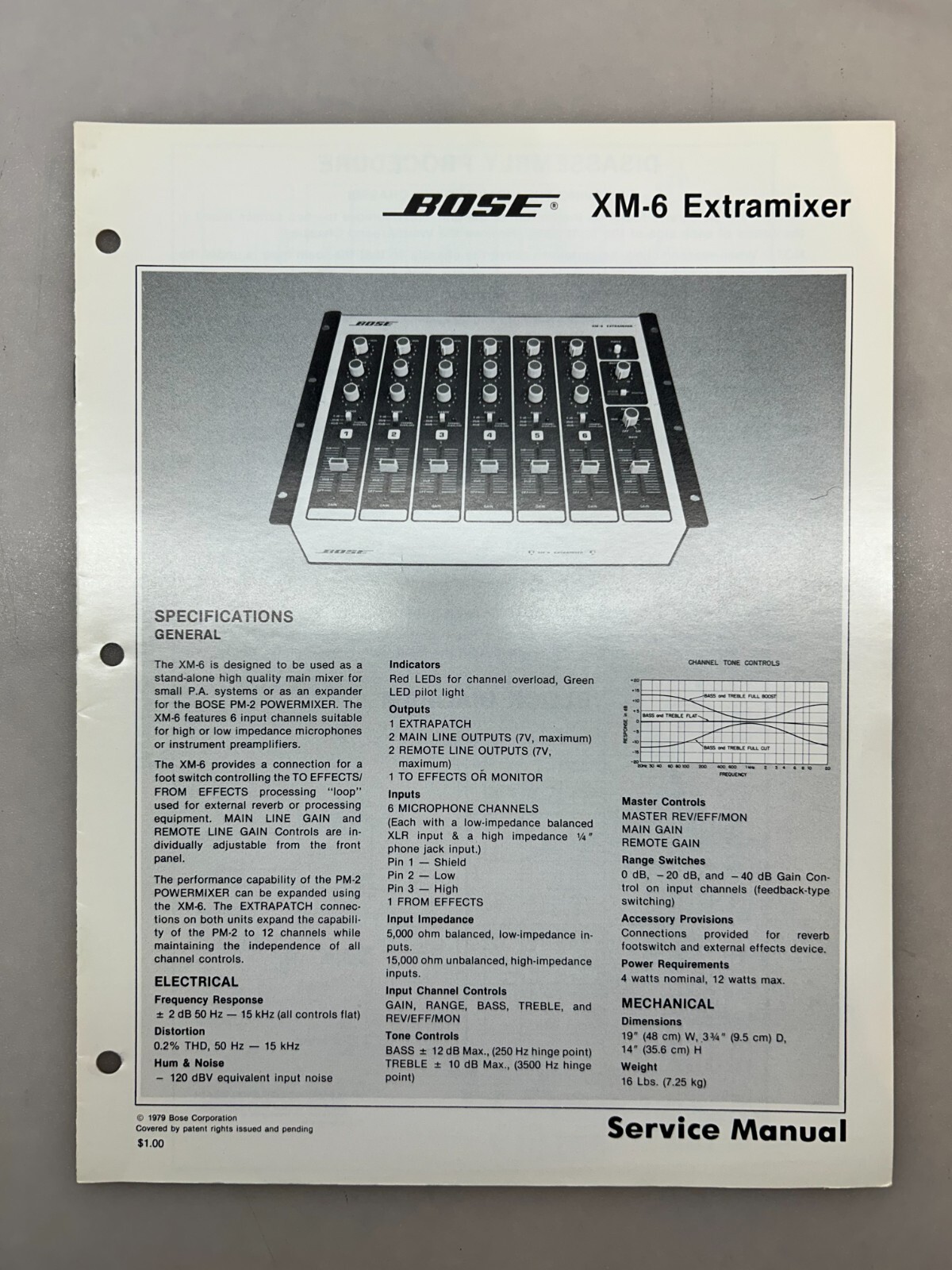 Bose XM-6 Original Service Manual Free Shipping