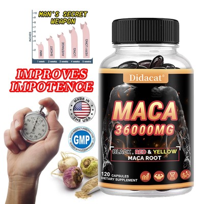 Complément Alimentaire Maca 36000 Mg + Ginseng Américain - 975mg/capsule, Valable Jusqu'à 03/2027