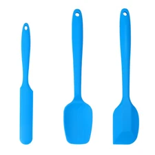 3pcs Silicone Spatula Set Heat Resistant Non Stick for Kitchen Cook Baking Blue