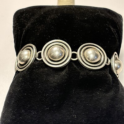 925 Sterlingsilber Vintage Mexiko Halbkugel Gliederarmband 7 3/4''