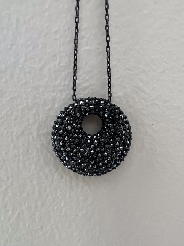 Подлинный Swarovski Jet гематит подвеска ожерелье - Изображение 3 из 4