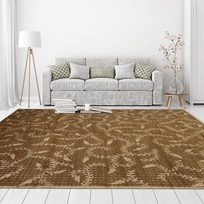 Couristan 8 x10  Hand Knotted Wool & Silk Basketweave Tibetan Area Rug Brown