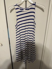 Women’s Old Navy Sleeveless Dress White Blue Stripes Size XS