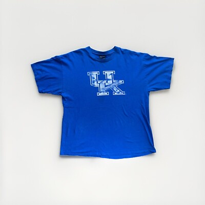 VTG Y2K MV Sport Kentucky Wildcats Logo T Shirt Mens 2XL Blue Cotton Adult NCAA