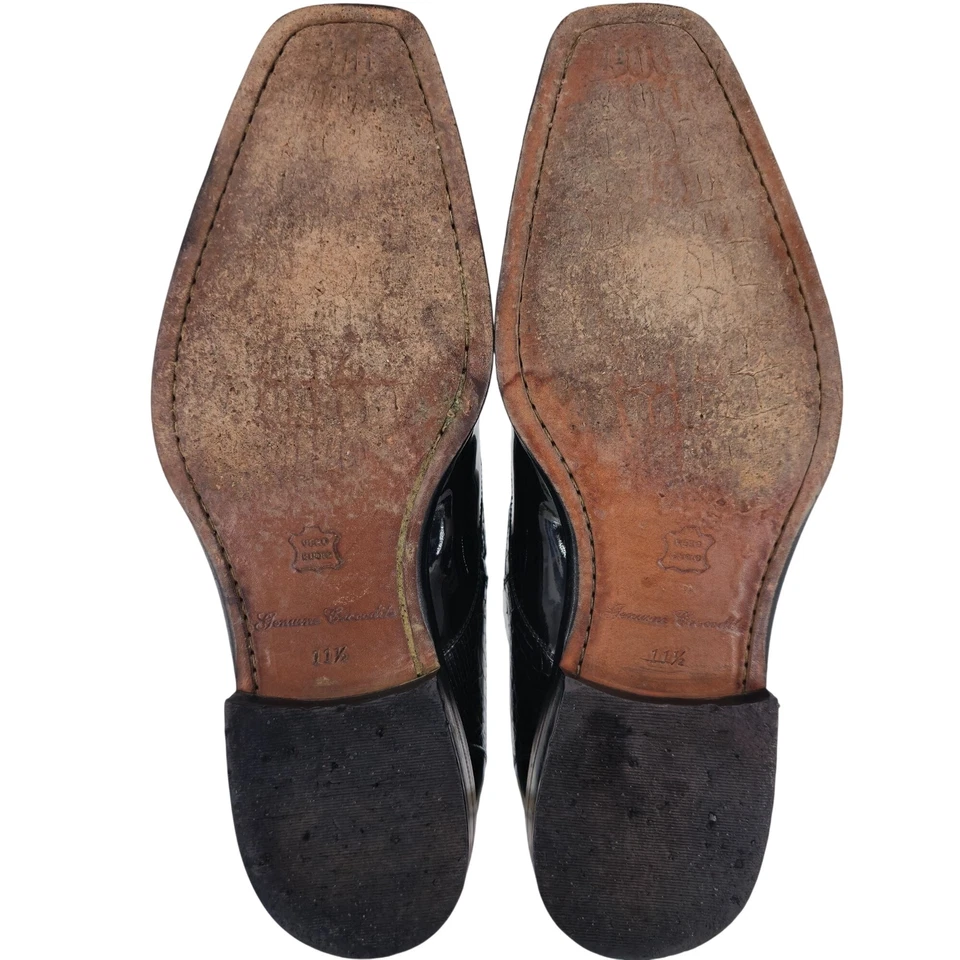 Belvedere Cocodrilo Exótico Formal Para Hombre 11.5 Negro Charol Esmoquin Zapatos Foto 4 de 4