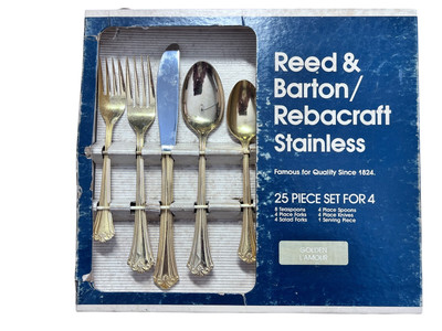 Reed & Barton Rebacraft Golden L Amour Silverware Set Service For 4 New In Pkg