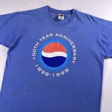 Vtg 90s Pepsi Snack Tee XL Blue 100th Anniversary 1998 Brand Single Stitch USA