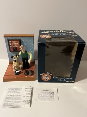 Vintage WALLACE AND GROMIT TALKING ALARM CLOCK 1995 Wesco Box 100% Complete NICE