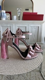 Agent Provocateur Style No Brand Pink Satin Handcrafted Bow High Heel Sandals 37