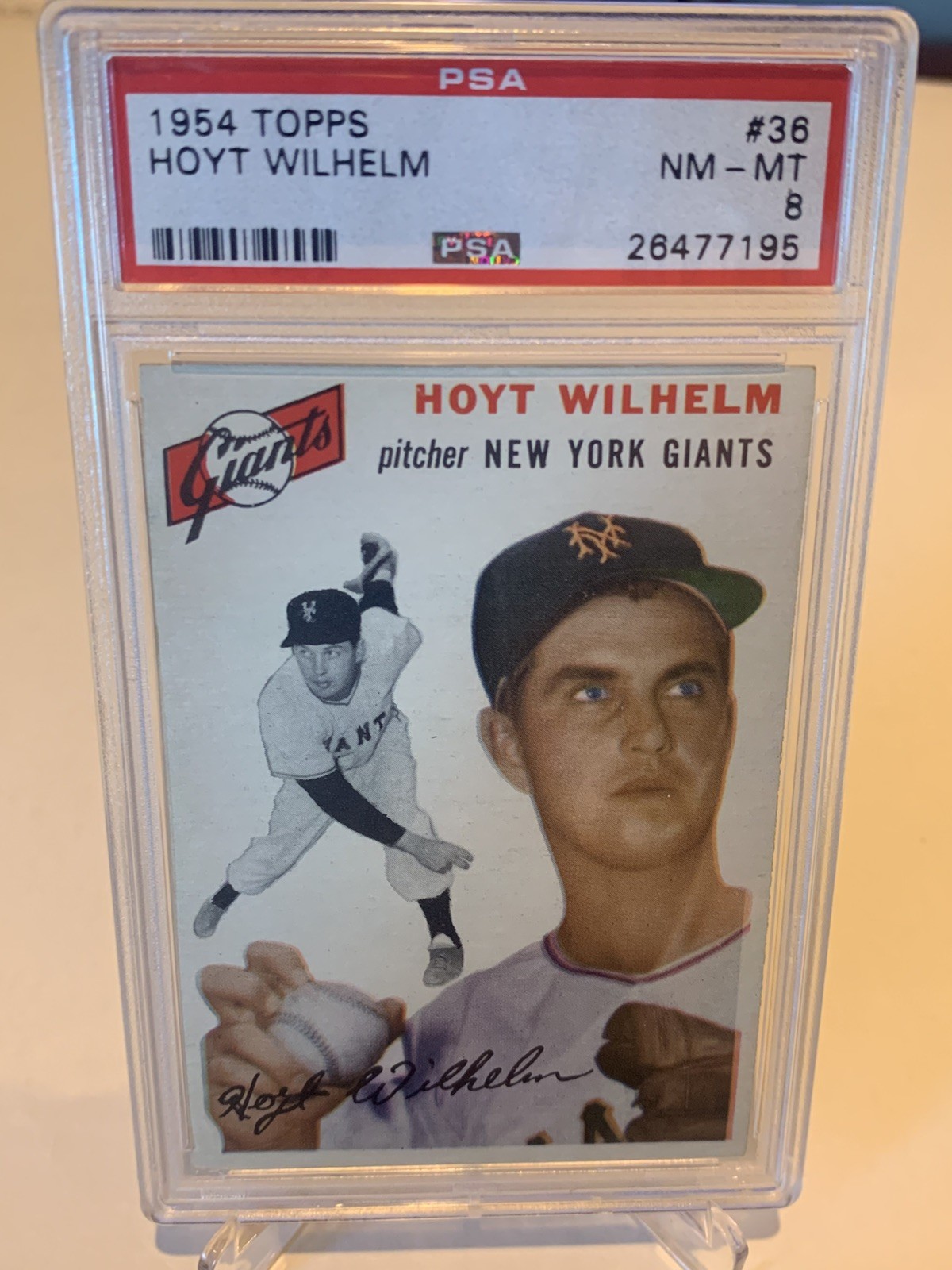 1954 Topps #36 Hoyt Wilhelm PSA 8 NM-M Near Mint/Mint Well Centered