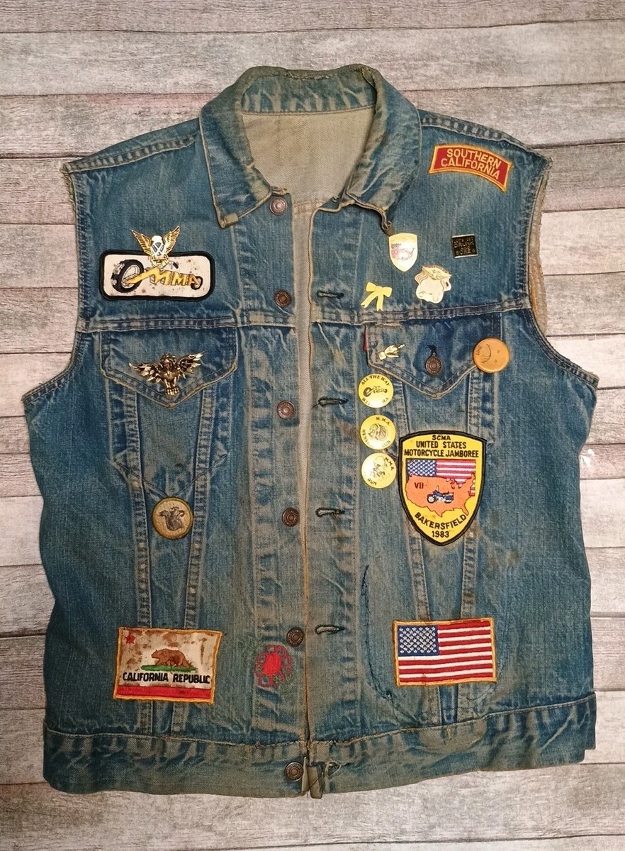 MCベストMADE IN USA ビンテージ リーバイス Vintage Biker Vest Levi Denim Outlaw Motorcycle Club SCMA