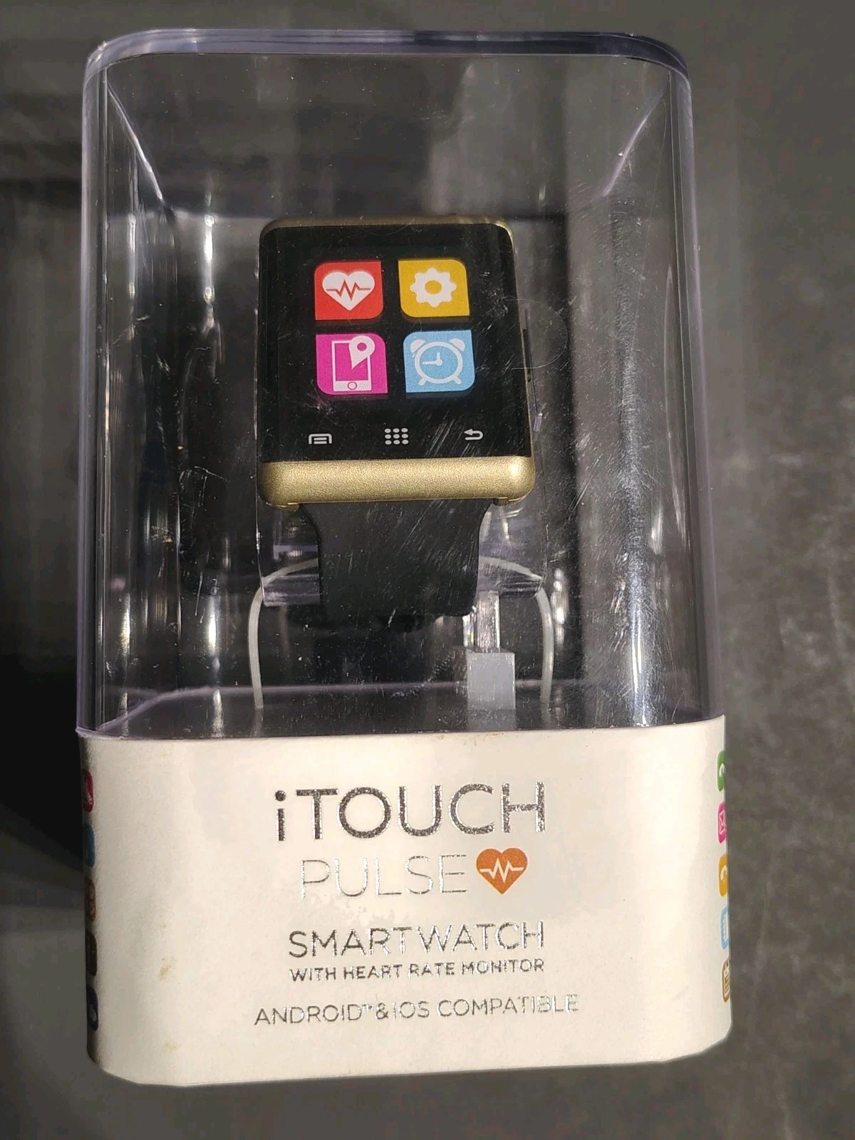 iTouch Pulse Smartwatch Black/Gold Android IOS Compatible Heart Rate - See Desc.