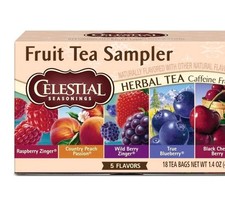 Celestial Seasonings Fruit Tea Sampler Herbal, Caffeine Free, 18 Tea Bags Box