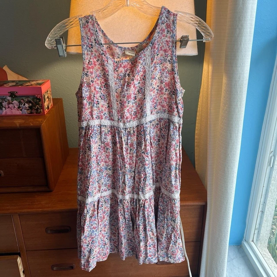 Цветочный девочек платье с кружевной отделкой, розовый и синий дизайн грязи размер 12 - Изображение 4 из 4