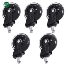 5Pcs 3" Heavy Duty Caster Rubber Swivel Wheels Replacement Office Chair Durable