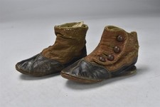 Vintage VICTORIAN 4 BUTTON LEATHER BABY SHOES 08049B