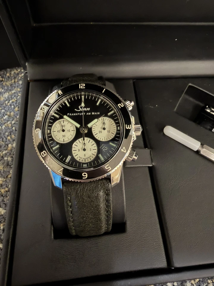 ⭐️ Sinn 103 Klassik 12 Cronógrafo Esfera Negra 41mm Edición Limitada Juego Completo ⭐️ Foto 4 de 4