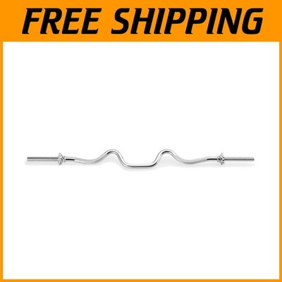 1'' Curl Bar with Spin-Lock Collars - Home Gym Accessory