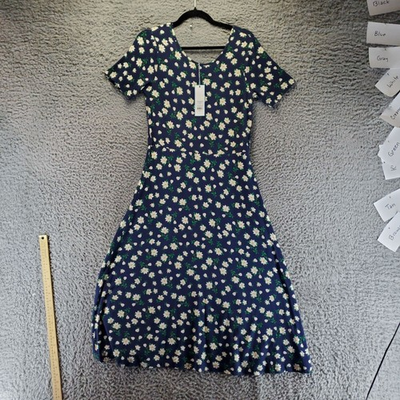 #ad Draper James Dress Womens Small Blue Tammy T Shirt Magnolia Floral Print Stretch $29.00