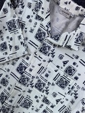 VTG Mix Studio Abstract Print Button Up Shirt USA Made XLT
