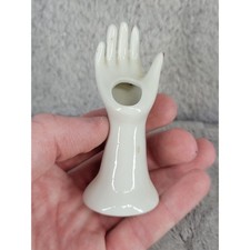 Vintage Mini Ceramic Hand Ring Jewelry Holder Dish Trinket Display White