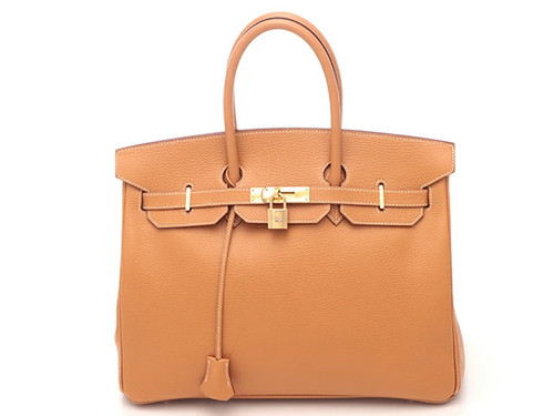 Hermes Birkin 35 Gold / Silver Bag Handbag 2002 Unisex #DB074