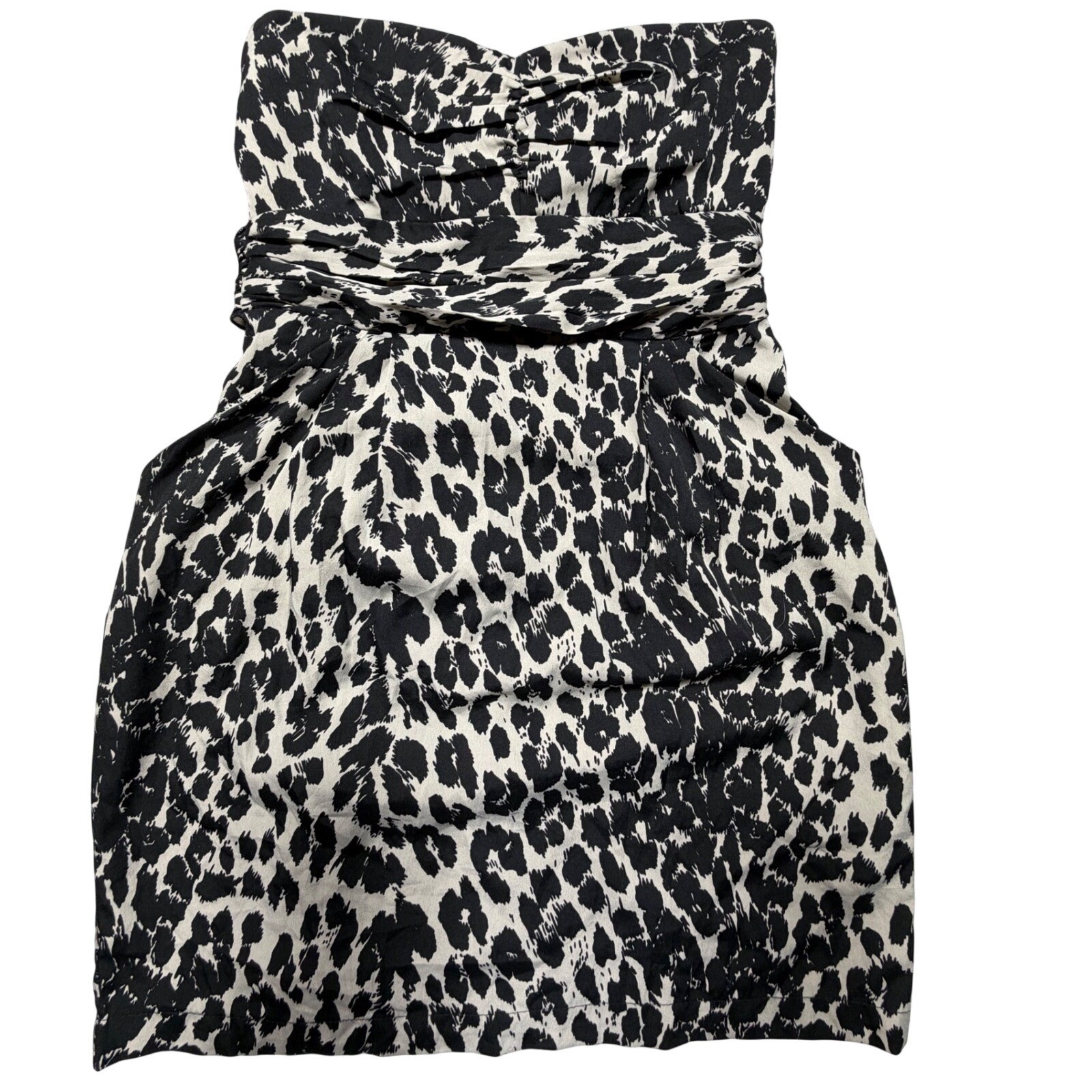 Vintage Charlotte Russe Leopard Print Strapless Bow Mini Dress Size M Club  Y2K