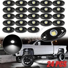 24Pcs White LED Rock Light Pods Underbody Glow Lamp Offroad SUV Pickup Truck UTV