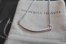 New/DAVlDYurmanSteringSilver/Crossover/Bar Pendant Necklace with 16-17"