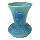 Vintage Van Briggle Pottery Flower Vase Crocus Squatty Blue Green Ombré 5 Inch