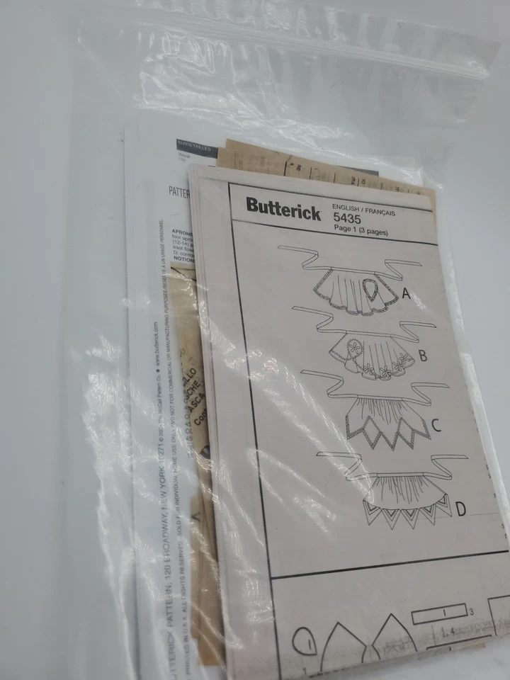 Butterick Sewing Pattern Aprons Small Medium Large Miss Precut 5434 Retro - Image 4 of 4