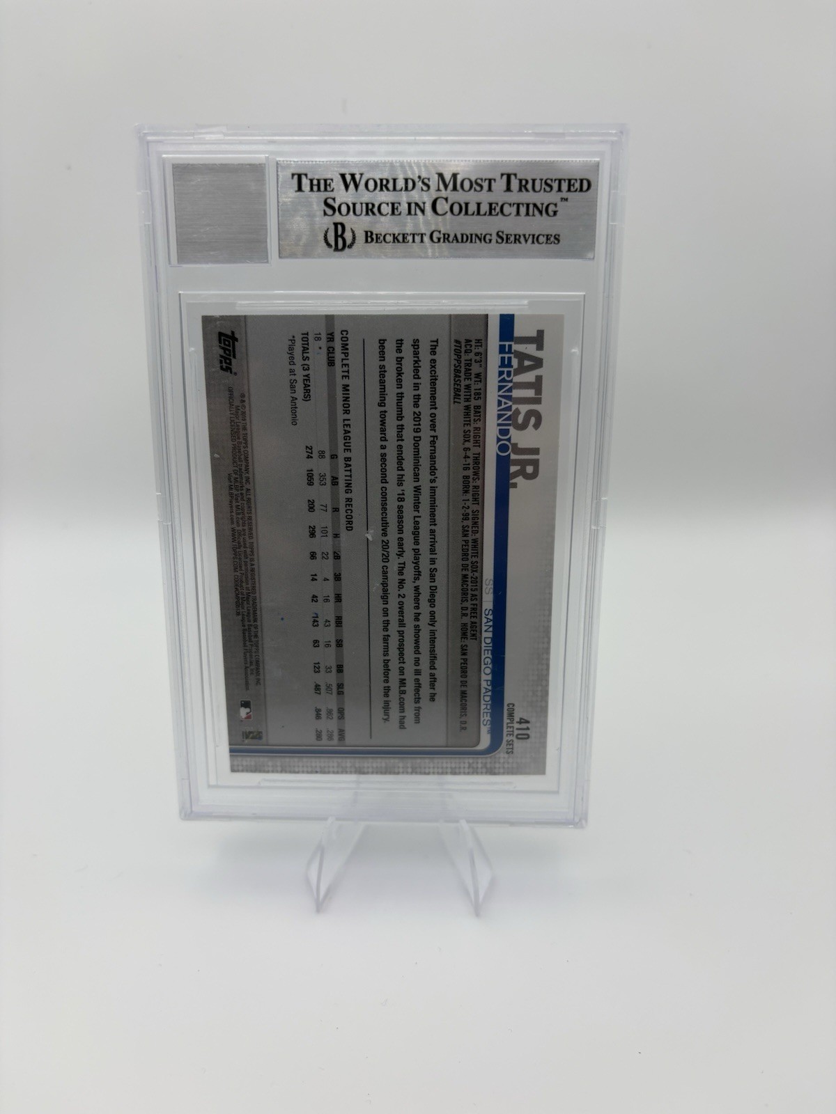 2019 Topps Base Set Variation #US56 Fernando Tatis Jr Auto BGS 10 view 2