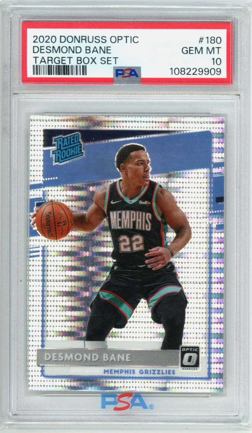 2020-21 Optic Target Box Set Desmond Bane RC #180 Memphis Grizzlies PSA 10