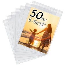 Acid Free Crystal Clear Sleeves Storage Bags for 8.5x11 Art Prints 50 Pack