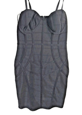 Haute Monde Small Midi Dress Black Bodycon Bodyfit Gothic Spaghetti Straps