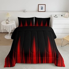 Red and Black Comforter Geometric Abstract Ombre Comforter Queen Multi Y204