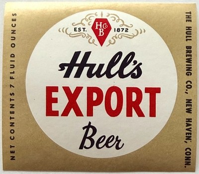 1960s Hull's Export Beer Brewery Label New Haven Connecticut Vintage Ephemera