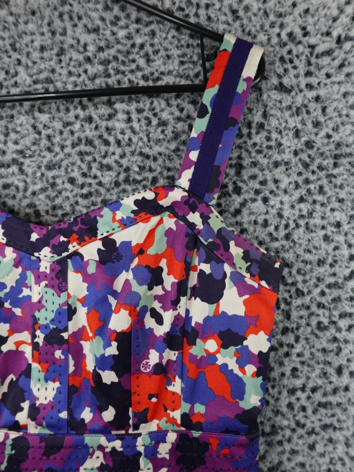 Vestido berdina para mujer Tory Burch azul multi floral sin mangas hasta la rodilla talla 4 Foto 3 de 4