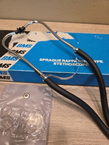 VTG BMS Sprague Rappaport Stethoscope Set Complete W/ Box 13-400 Black - Picture 4 of 8
