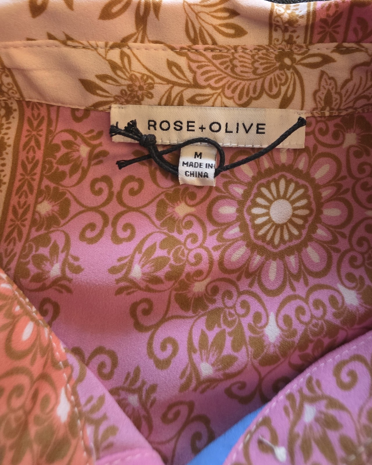 Rose + Olive Patchwork Blouse Medium Floral Boho … - image 2