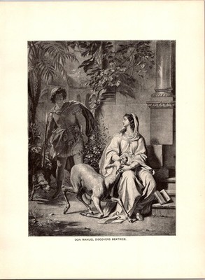 Don Manuel Discovers Beatrice C. Jaeger 1896 Book Plate Print TL2